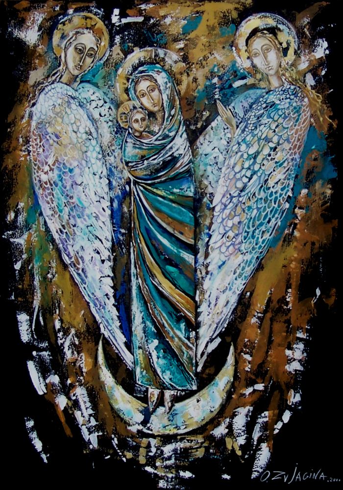 La Vierge et l’Enfant avec les anges (2000), tableau de la peintre Olessia Zvjagina.