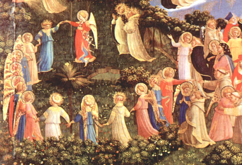 Le Paradis (partie de gauche du Jugement dernier de Fra Angelico, 1435).