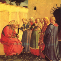 Zechariah writing: His name is John, (Fra Angelico, 1453).