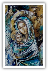 The Virgin Mary with Jesus and Angels (2000), painting by Olessia Zvjagina.